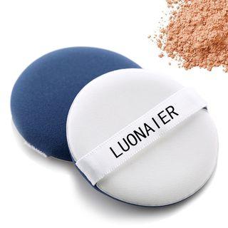 Set Of 2: Powder Puff Set Of 2 - Blue & Skin - One Size