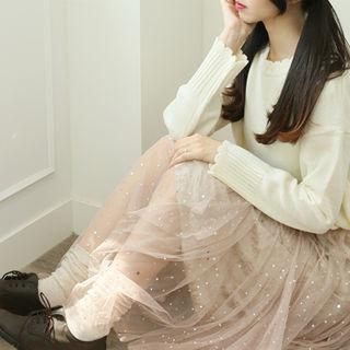 Scalloped Monotone Sweater