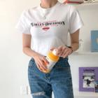 Letter-printed Cropped Slim T-shirt