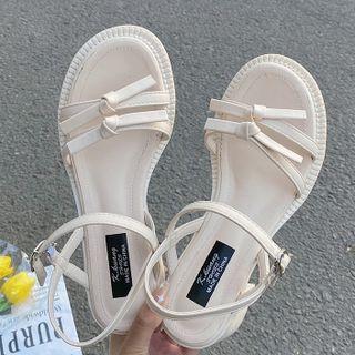 Block Heel Knotted Ankle Strap Sandals