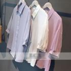 Lantern Sleeve Elbow-sleeve Blouse