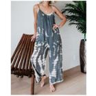 Spaghetti-strap Tie-dye Wide Leg Jumpsuit
