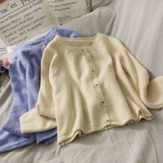 Crew-neck Button-down Knit Top