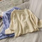 Crew-neck Button-down Knit Top