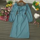 Twist Long-sleeve Midi A-line Dress