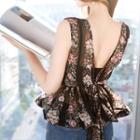 Sleeveless Tie-back Floral Print A-line Top