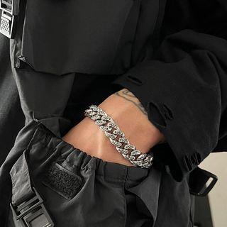 Rhinestone Chunky Stainless Steel Bracelet