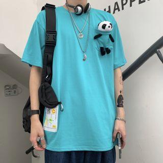 Elbow-sleeve Panda Doll T-shirt