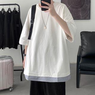 Mock Two-piece 3/4-sleeve Sweatshirt
