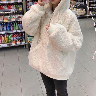 Furry Zip Placket Hoodie