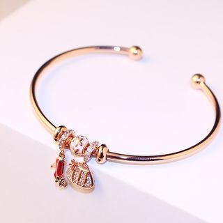 Rhinestone Dangling Alloy Open Bangle As Shown In Figure - One Size