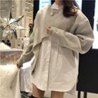 Faux-pearl Detail Shirt / Asymmetric Hem Pullover
