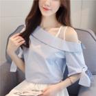 One Shoulder Elbow-sleeve Top