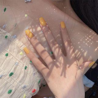 Plain Matte Faux Nail Tips 259 - Glue - Yellow - One Size