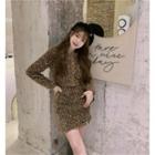 Leopard Cardigan / Pencil Skirt
