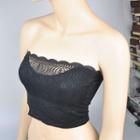 Lace Trim Tube Top A3703 - Black - One Size