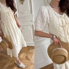 Tie-front Crinkled Crop Cardigan