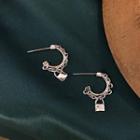 Lock Open Hoop Earring 1 Pair - Silver - One Size