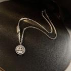 Smiley Face Pendant Necklace Silver - One Size