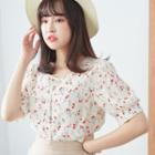 Short-sleeve Floral Shirt Almond - One Size