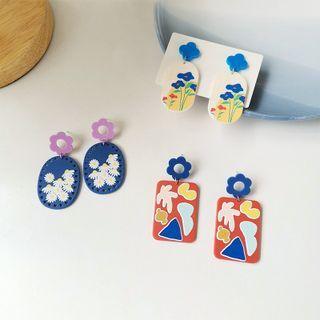 Print Resin Alloy Dangle Earring