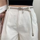 Padlock Charm Buckle Chain Belt Silver - One Size