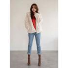 Hooded Faux-fur Zip Jacket Cream - One Size
