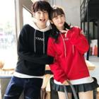 Mock-two-piece Hooded Couple Matching Pullover