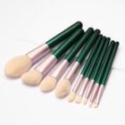 Set Of 9: Makeup Brush Set Of 9 - Dark Green - One Size