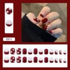 Flower Faux Nail Tips Z211 - Red & White - One Size