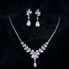 Set: Rhinestone Branches Pendant Necklace + Dangle Earring