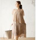Short-sleeve Midi Knit Dress As Shown In Figure - One Size