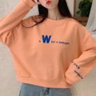 Lettering Embroidered Round Neck Pullover