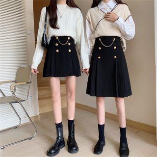 High-waist Accordion Pleat Midi Skirt