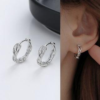 Layered Alloy Hoop Earring 1 Pair - Earring - Silver - One Size