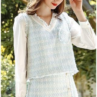 V-neck Tweed Top