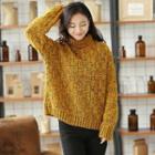 Drop-shoulder Turtleneck Sweater
