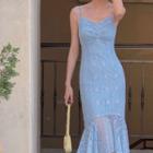 Sleeveless V-neck Lace Mermaid Dress