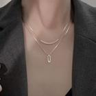 Geometric Layered Necklace D650 - 1 Pc - Silver - One Size