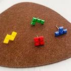 Alloy Tetris Earring Set Of 4 Pcs - Green & Red & Blue & Yellow - One Size