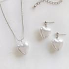 Faux Pearl Heart Earring / Pendant Necklace
