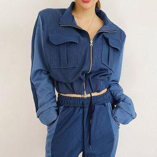 Two-tone Denim Blouson Jacket