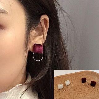 Fabric Square Hoop Earring