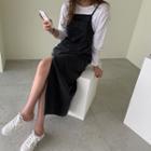 H-line Maxi Denim Overall Dress Black - One Size