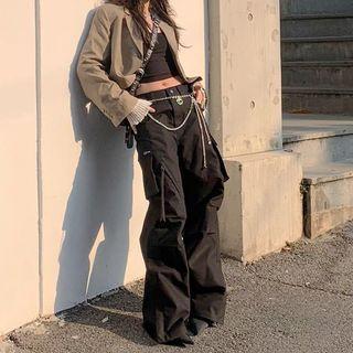 High Waist Wide-leg Cargo Pants