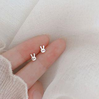 Rabbit Stud Earring 1 Pair - Eh0583 - 925 Silver - Silver - One Size