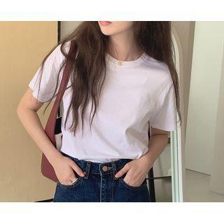 Short-sleeve Plain T-shirt One Size