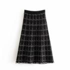 Maxi Plaid Knit Skirt Black - One Size