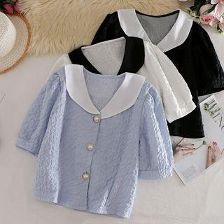 Doll Collar Puff-sleeved Top