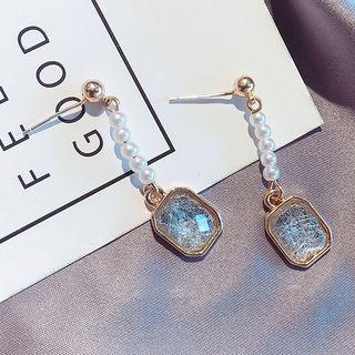 Faux Pearl & Geometric Drop Earring